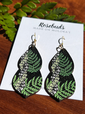 Fern Black Wood Earrings