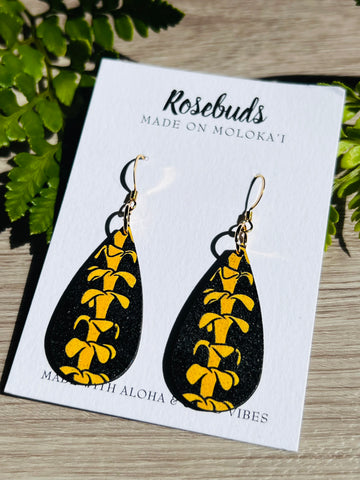 Puakenikeni Small Black Wood Earrings