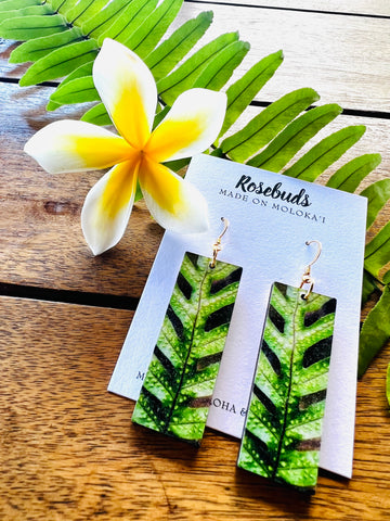 Lauae Fern Wood Earrings