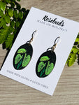 Small Kalo Black Oval Wood Earrings