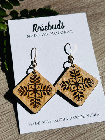 Ohialehua Quilt Wood Earrings