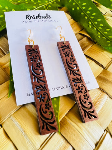 Hawaiian Heirloom Scroll Flower Earrings