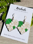 Gardenia Heart Wood Earrings