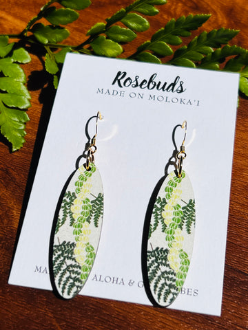 Fern White Wood Earrings